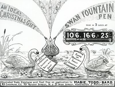 Advert for Swan Fountain Pens, from an Illustrated Trade Catalogue, c.1900-10 by Unbekannt Unbekannt